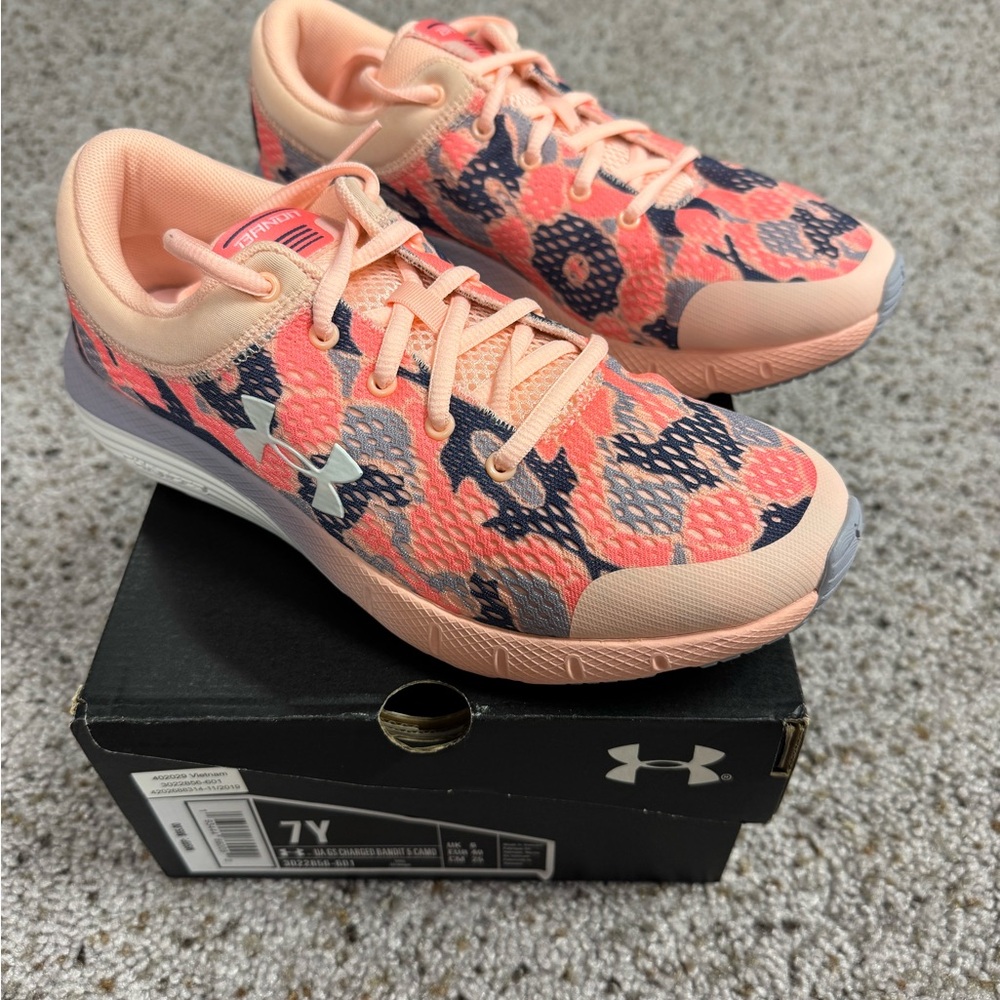 Under Armour Coral and Dark Blue Athletic Shoes